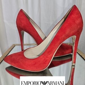 Emporio Armani Red Suede Stiletto Heels